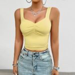 Tops 6303 Ruched Square-Neck Cropped Camisole