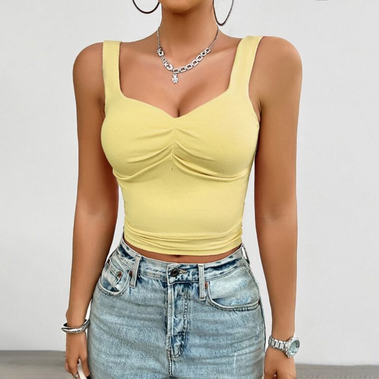 Tops 6303 Ruched Square-Neck Cropped Camisole