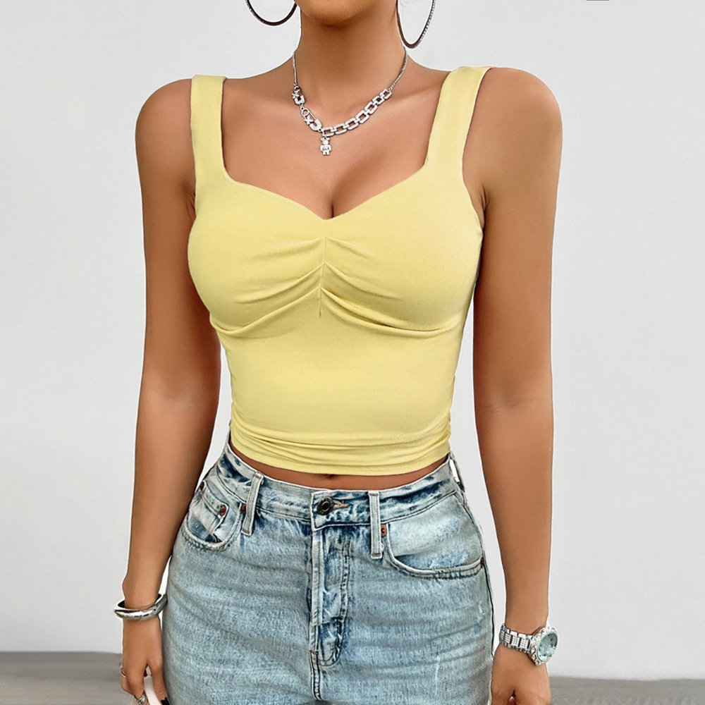 Tops 6303 Ruched Square-Neck Cropped Camisole