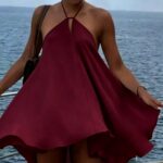 Dresses 7183 Cutout Halter Chiffon Mini Dress