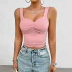 Tops 6303 Ruched Square-Neck Cropped Camisole
