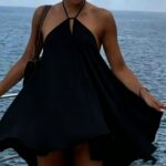 Dresses 7183 Cutout Halter Chiffon Mini Dress